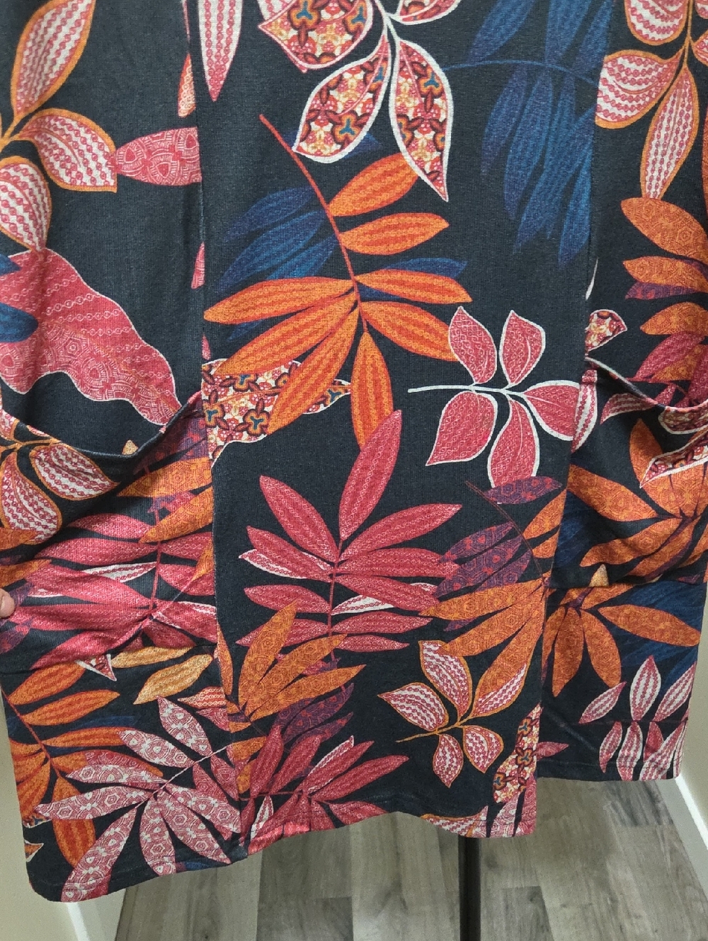 NWT Papillon Black Floral Leaf Tunic Dress | Rust Orange & Blue Botanical Print - Picture 8 of 10
